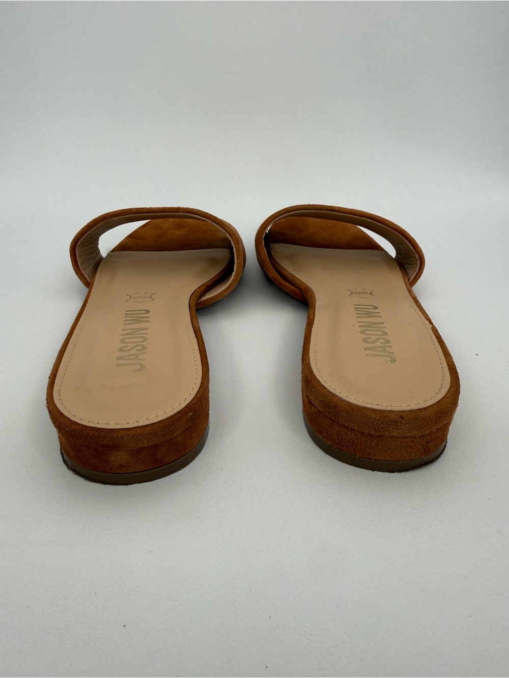 Jason Wu Brown Suede Leather Square Toe Slip on Slides Mules Sandal Luxury 8.5 - Picture 8 of 16
